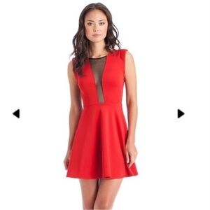 Guess red scuba dress with mesh inserts size xs
